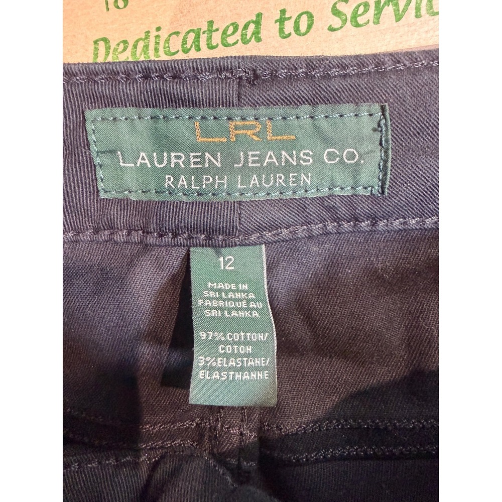 Lauren Ralph Lauren Black Coated Skinny Jeans Womens 12 Stretch Moto Pants - Picture 7 of 7